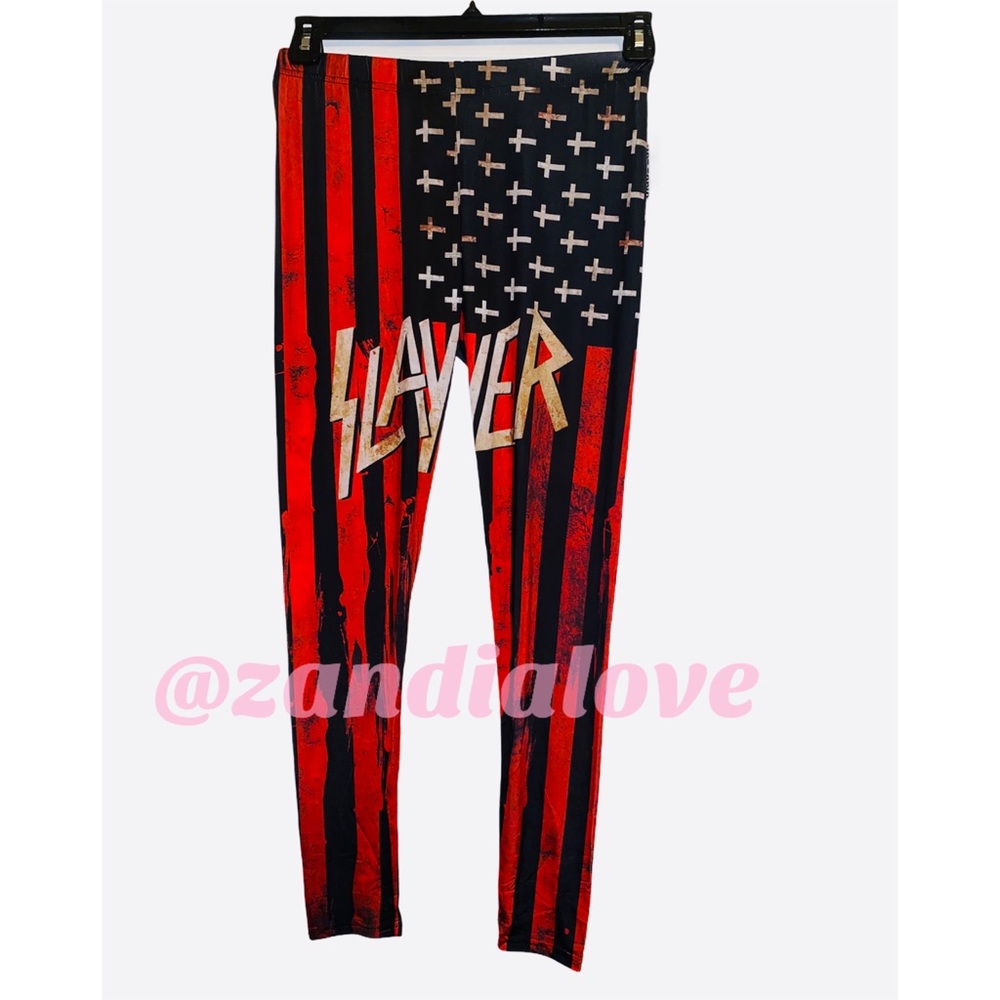 Last one - Slayer band iron fist flag Leggings XL NEW